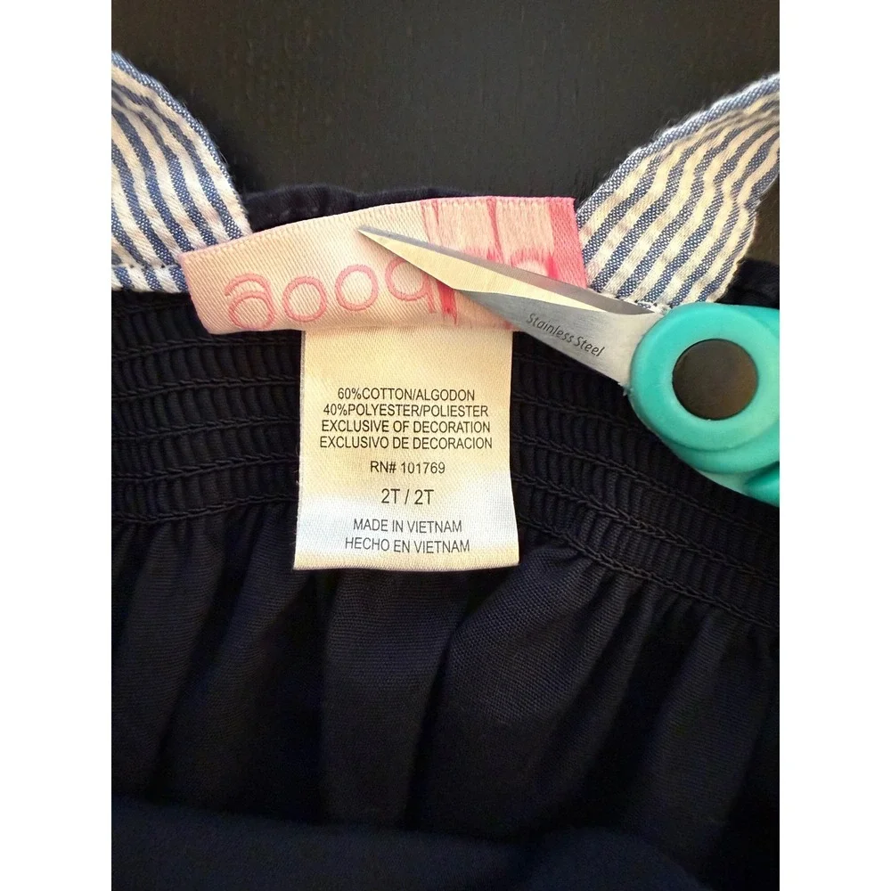 Goodlad Girls Crab Sundress Size 2T Toddler‎ Girls Navy Embroidered Sleeveless